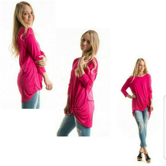 None Tops - Fushia Knot Top!